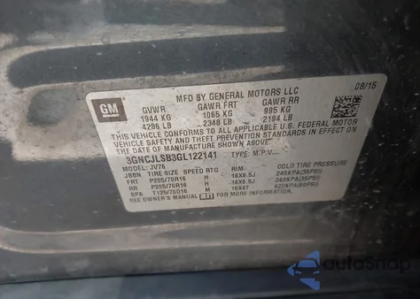 2016 Chevrolet Trax Lt from USA, damaged, VIN 3GNCJLSB3GL122141